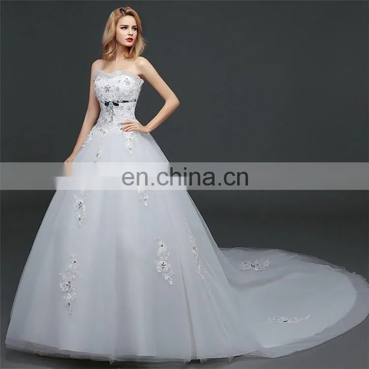 HS1628 Made in China 2017 Strapless Bling Princess Puffy Prom Ball Gown Wedding Dress