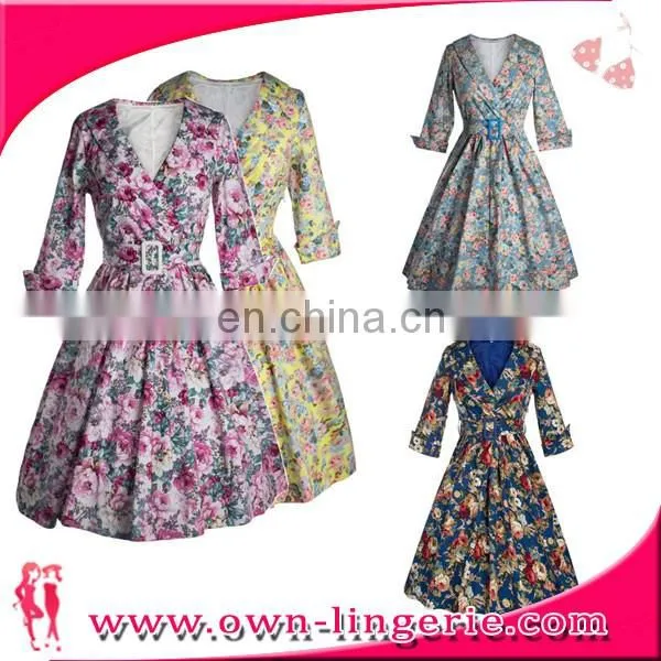 Retro Dress wholesale Classic women 1950s 3/4 sleeve vintage rockabilly swing dress/party dress/evening dress