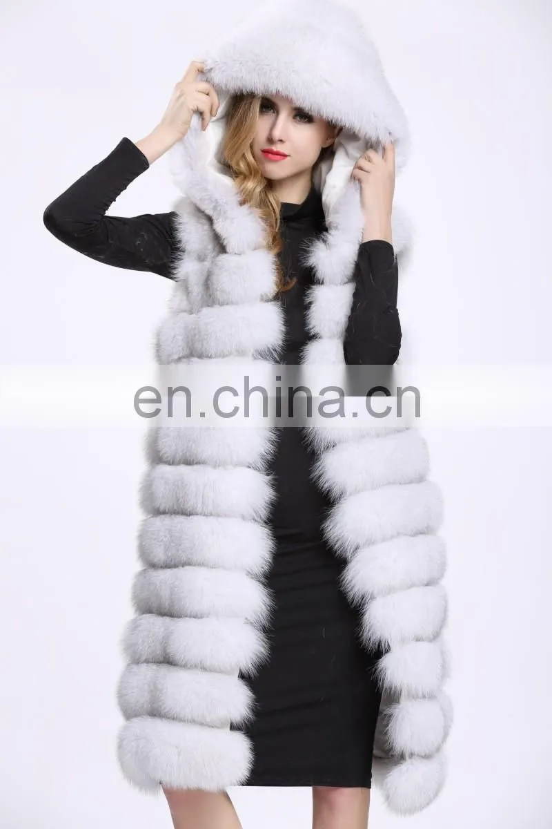 2016 Winter Genuine Fur Vests China Cheap Long Fur Vest Real Fox Fur Vest