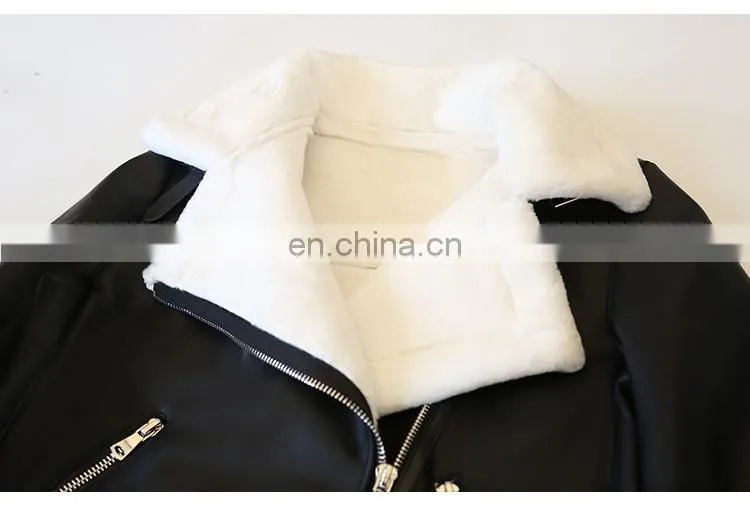 Wholesale Winter Long Style Double Face Sheepskin Ladies Fox Fur Leather Jacket