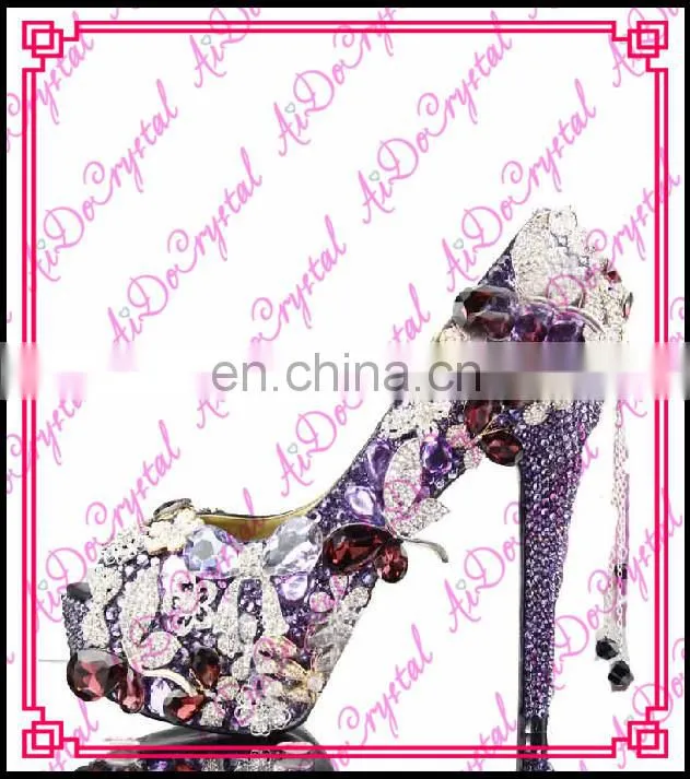 Aidocrystal black rhinestone Peacock Decoration luxury brand shoes,eveing party prom hgih heels