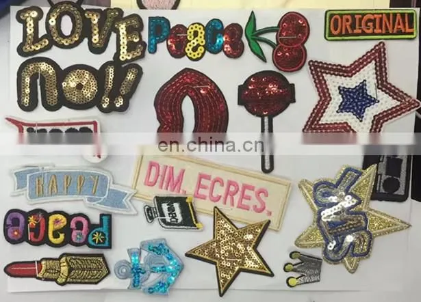 embroidery patches stick on applique for shirt /shoes iron on embroidery patch