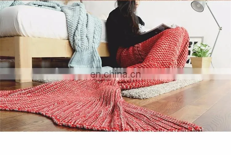 Wool knitted Mermaid Tail blanket handmade crochet mermaid blanket adult throw bed Wrap super soft sleeping bag
