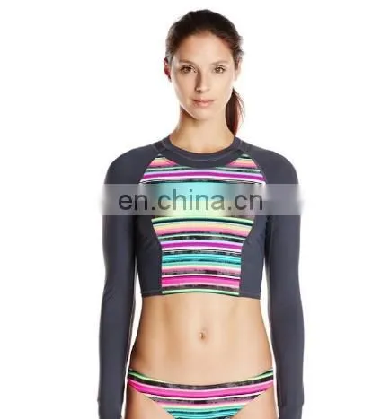 OEM high quality anti-UV rash guard,colorful lady rash guard