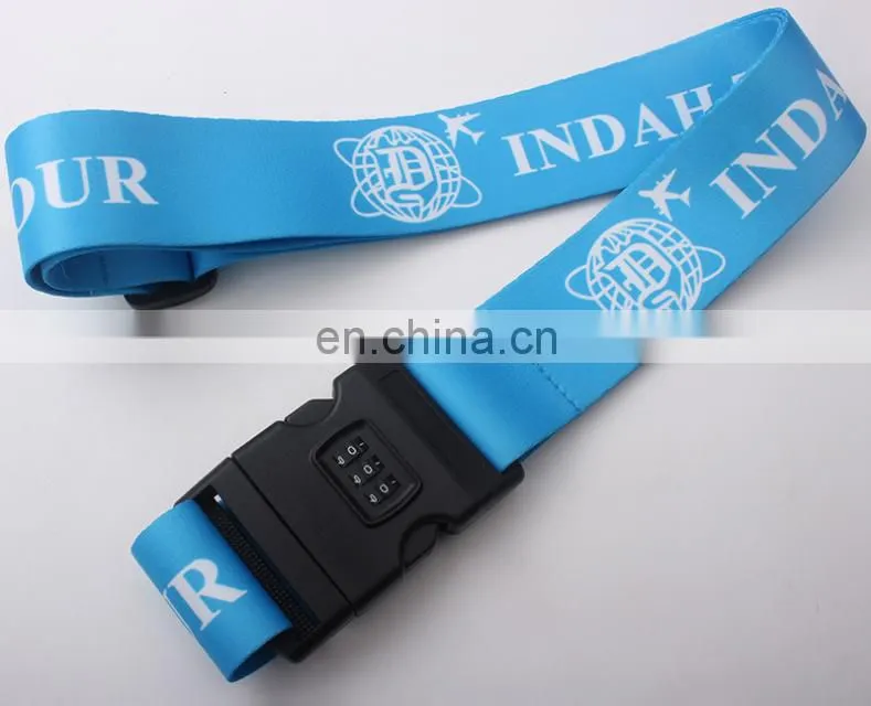 Good quality custom polyester printing travel uggage belt strap with buckle
