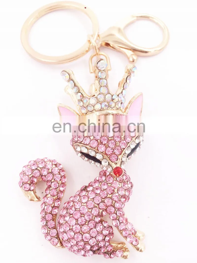 Customized Lovely Fox Shaped Metal Keychain For Bag Pendant