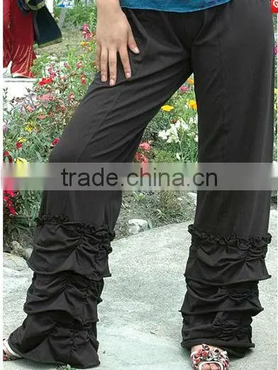 Double ruffle women cotton pants leggings knit ruffle pants