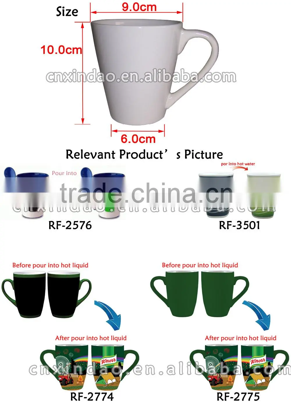 Conic 12oz Professional Wholesale Ceramic Color Changing Cup for Daily Use Drinking Cup
