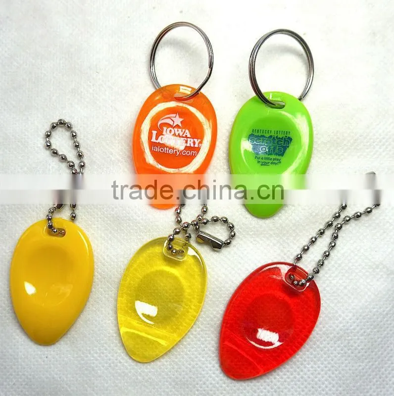 LED keychains, reflective PVC keychain with light, promotion plastic key ring