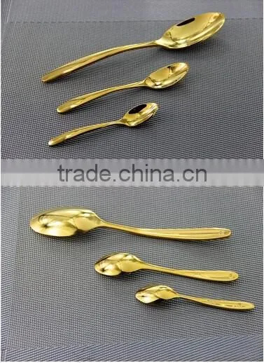 New design hand polish 6 pcs stainless steel cutlery set gold color
