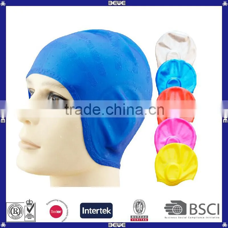 colorful promotional ear protection swim cap