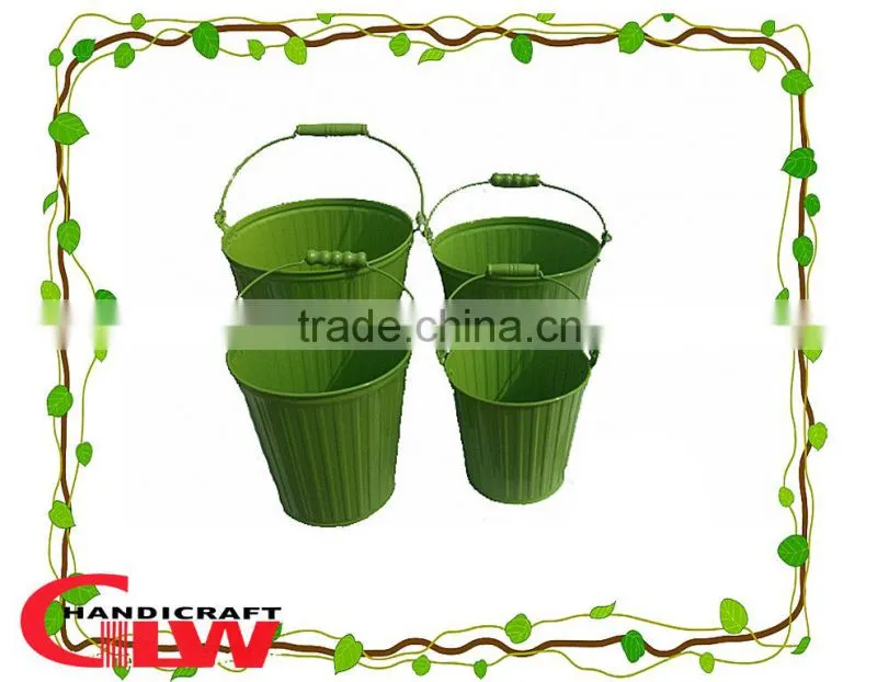new products, set of 4 iron bucket with handle ,storage buckets,color: green,types of buckets