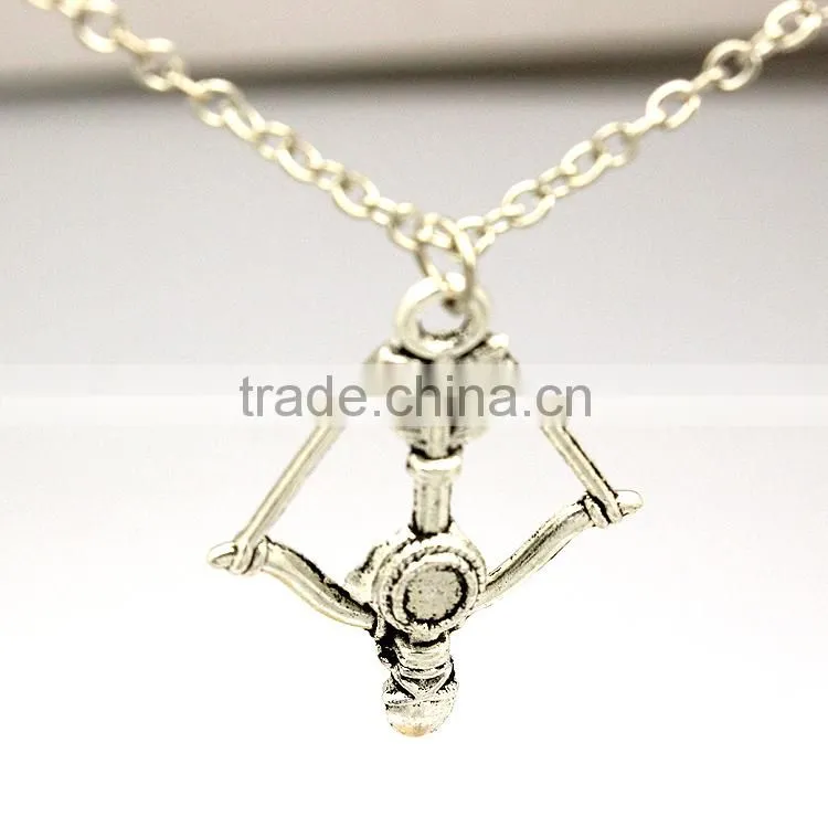 Fashion jewelry 2015 zinc alloy antique silver bow and arrow necklace