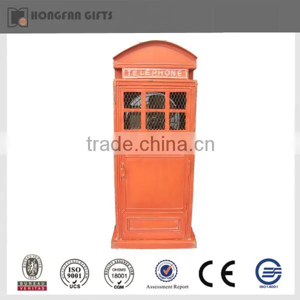 Hotsale garden metal iron telephone booth fan decoration
