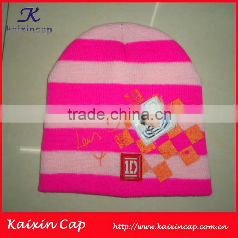 pink girl fashion acryl Beanie hat 100% acryl knit cap
