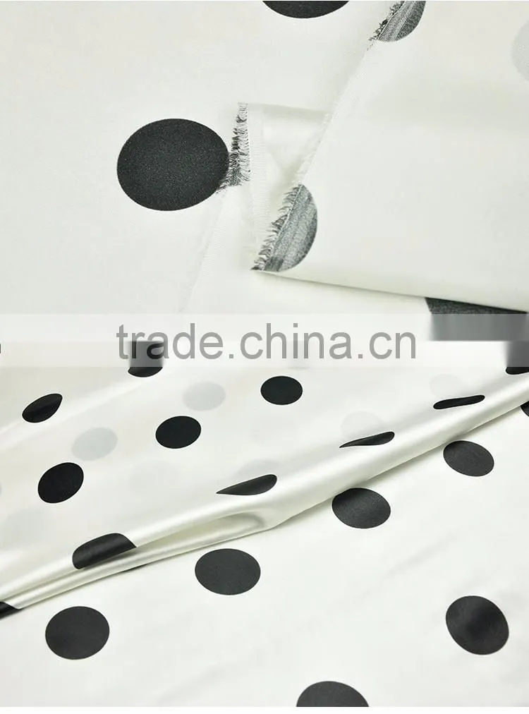 stretch satin printed silk fabric Wave dot pattern