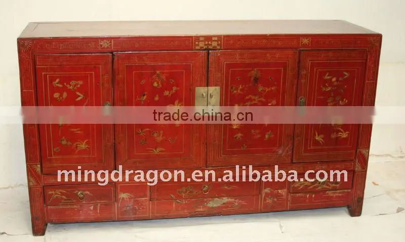 Antique Chinese Old Painted Wedding Cabinet