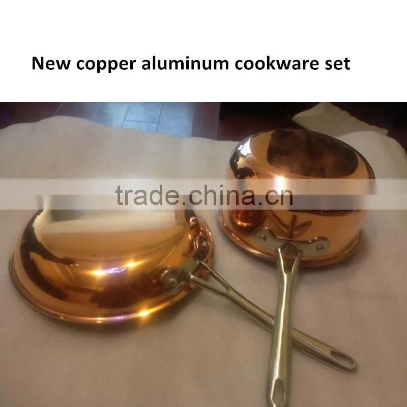 Copper Aluminum Non-stick Double 2 Layers Cookware Set Cooking Milk Pot Saucepan Long S/S Handle