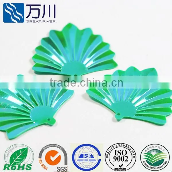 Hot sale popular green color fan-shaped sequin for table cloth weddings