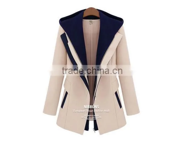 2014-2015 Hot-sale! Two pieces of new design skinny wool blending overcoats for girls