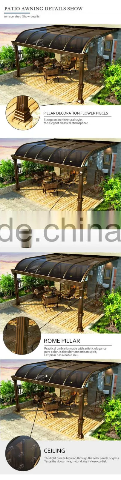 2016 Top of the range aluminium sunshade/outdoor canopy tent