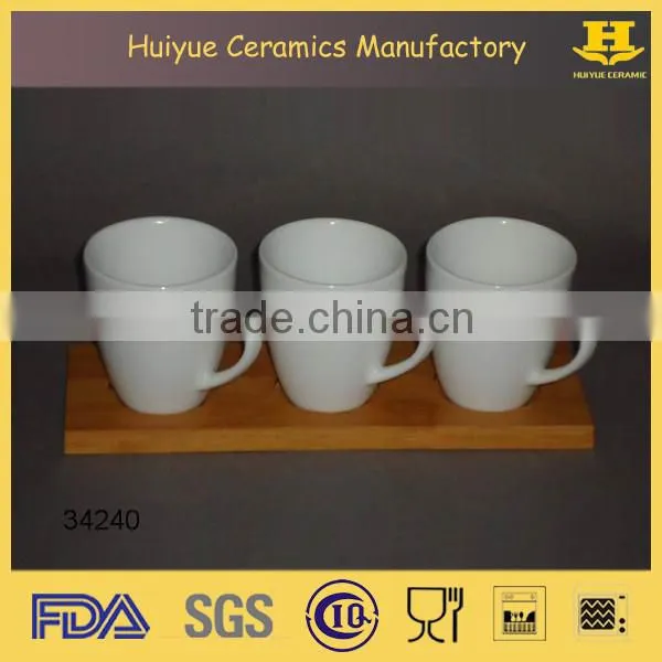 Coffee mug with bamboo base, coffee ceramic set