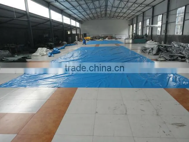 Tear Resistant Waterproof Blue PVC Tarpaulin With Metal Eyelets