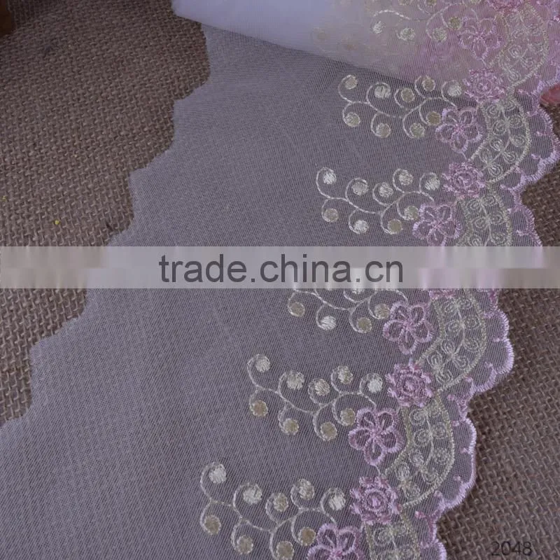 White flower design decorative Embroidery Lace Trim wholesale for wedding dress