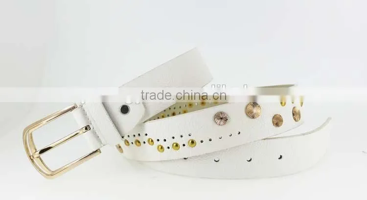 2015 Women's fashion studded beads belt with shiny gold beads in yiwu