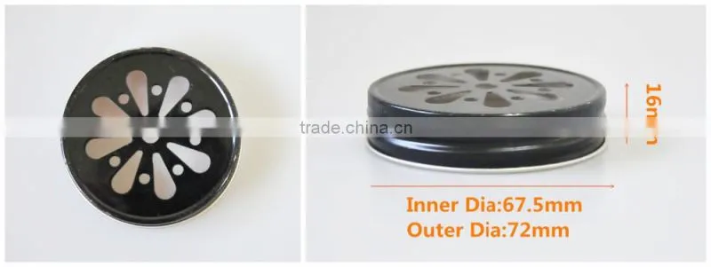Colourful hollowed-out lids for mason jar