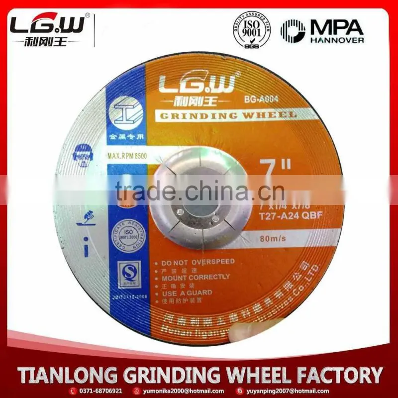 343 Ligangwang hot sale 180*6*22 depressed center grinding wheel for Thailand market