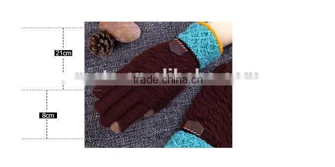Hotsale Premium Woolen Yarn Knitted Contrast Color Touch Screen Gloves For Boys