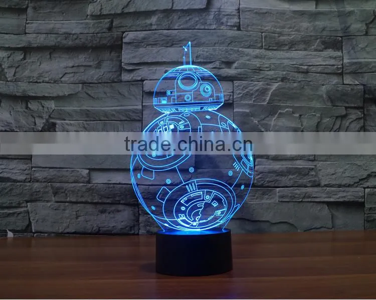 Custom new style 8 function christmas acrylic 3d optical illusions led night lights controller christmas decorations