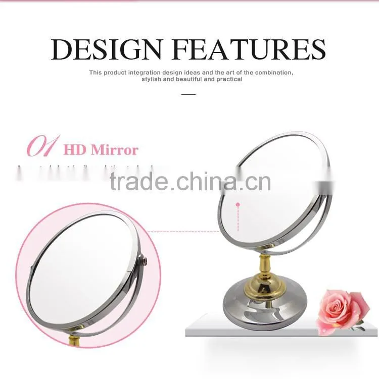 Small round desktop standing cosmetic mirror