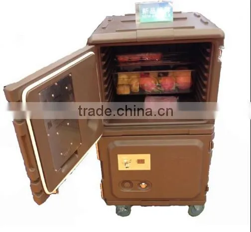 Double doors Plastic food heated cabinet, electric heated food warmer