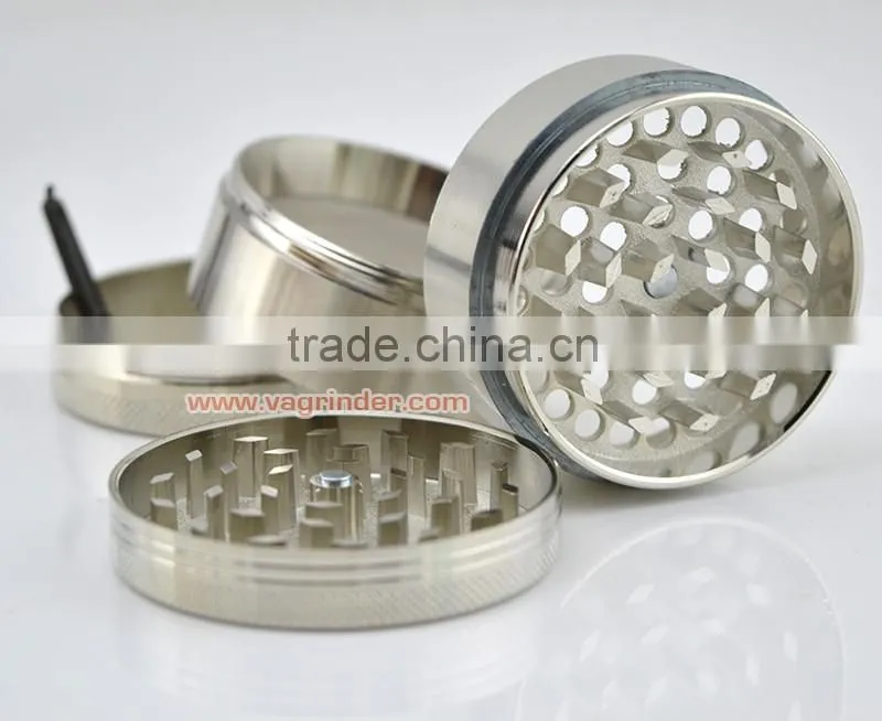 Premium Herb Grinder - 4 Piece With Pollen Catcher - Travel Bag & Cleaning Brush - Tobacco Grinder - Spice Grinder (Gunmetal)