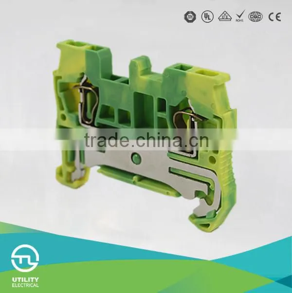 Dinrail terminal block spring type JUT3-1.5PE ground terminal connector screwless earth type
