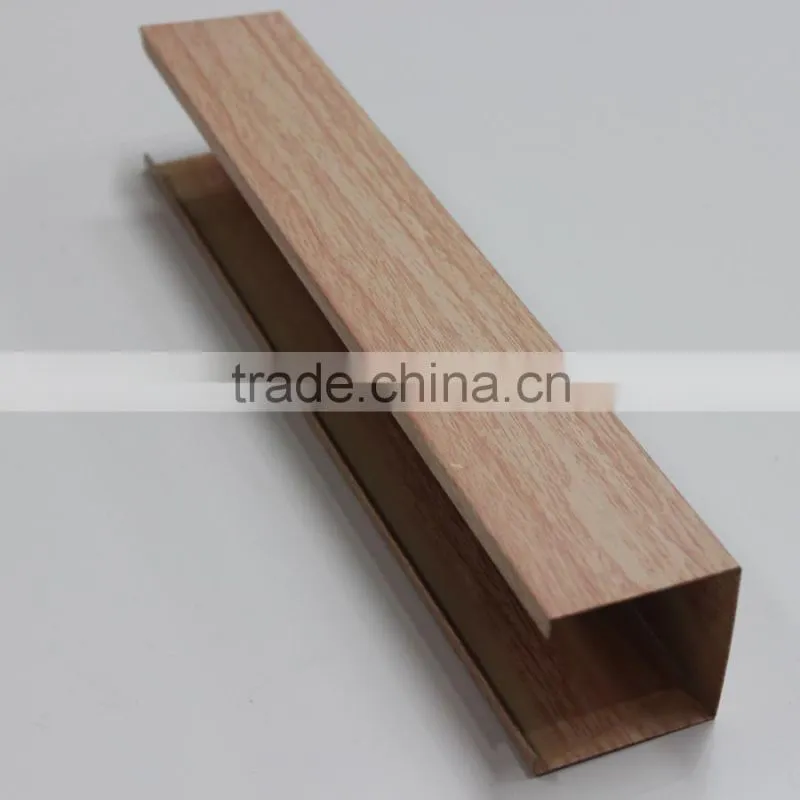 Rectangle Shape Wood Grain Aluminum Decorative Ceiling Panel U Aluminum Screen Ceiling Tiles