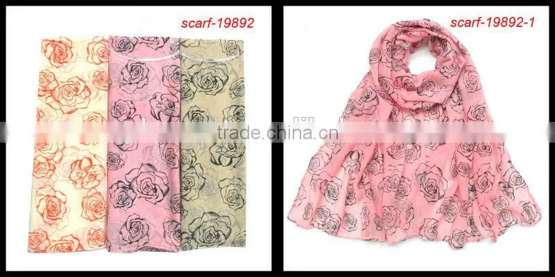 latest popular flower style around neck scarf