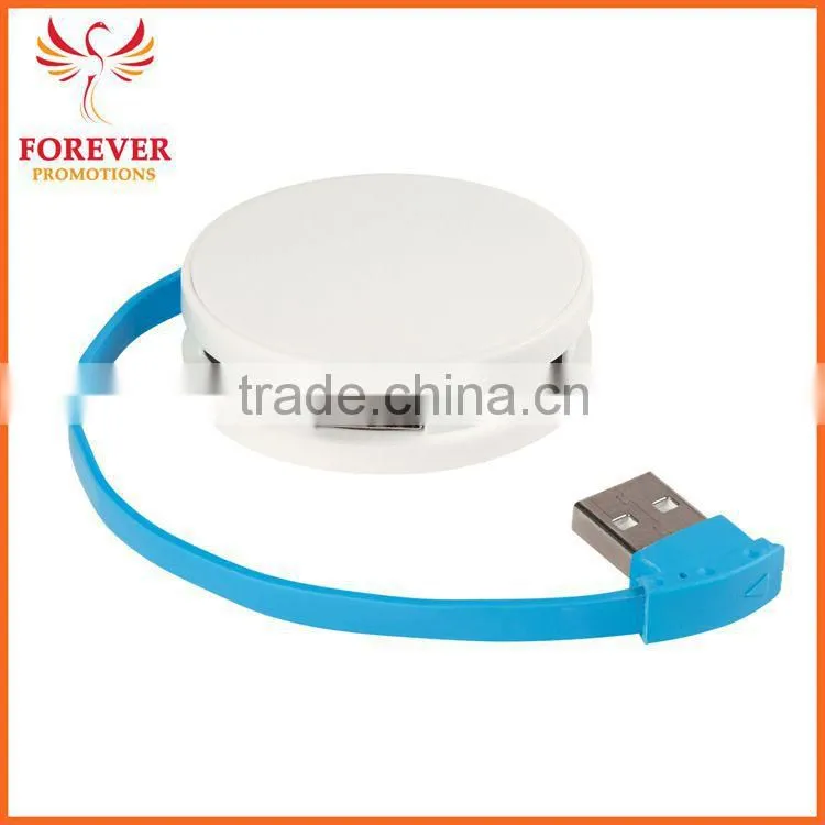 2015 Promotional 4 Port Round White USB 2.0 Man Hub