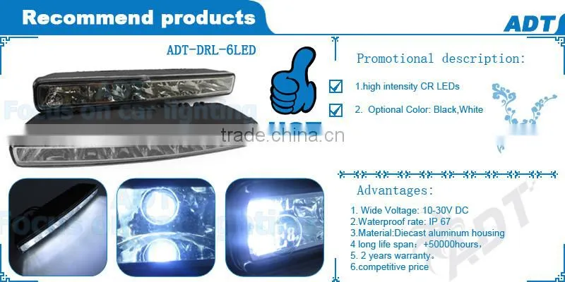 2 pcs Car 6 LED DRL Driving Daytime Running Day LED Light Head Lamp Super White
