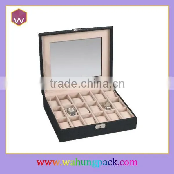 hot sale black faux leather men's 6 watch storage box (WH-1752)