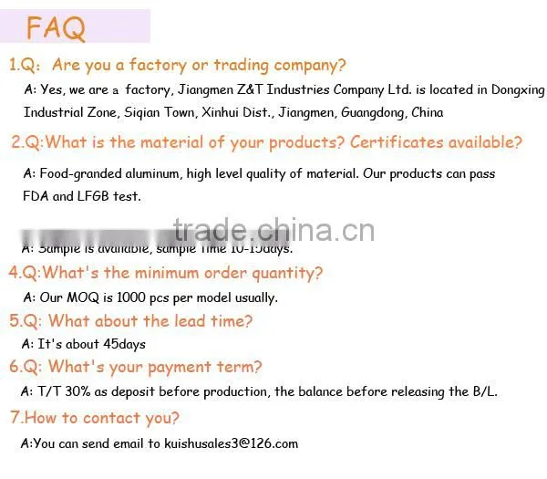 chinese weldding travel kettle aluminum with FDA