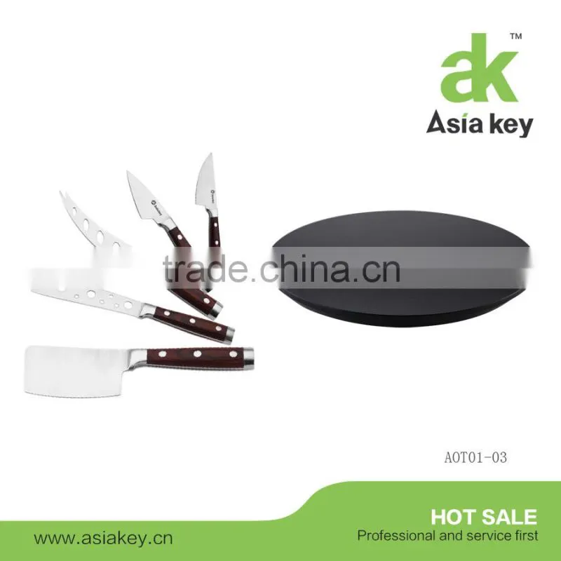 Pizza Cutter Rocker Knife with Stainless Steel Mezzaluna Blade & Wooden Handles;ULU Knife