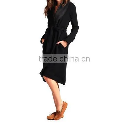 Womens Cotton/polyester Blend Duffield Robe--Black