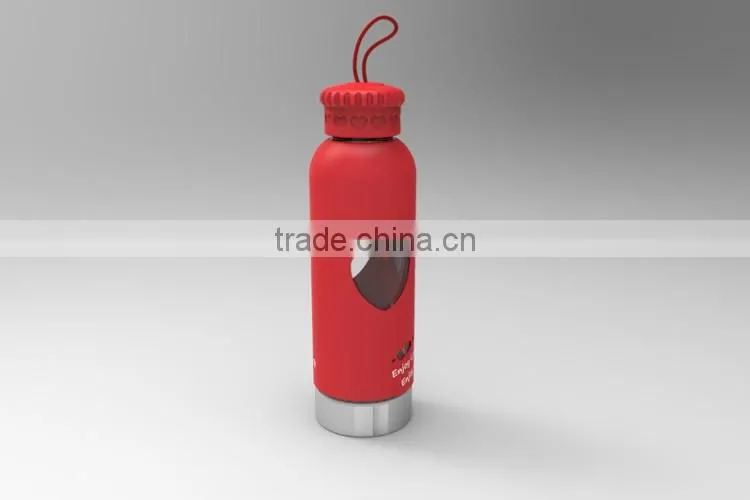 2016 custom glass bottle /water bottle/ drink bottle with silicone sleeve