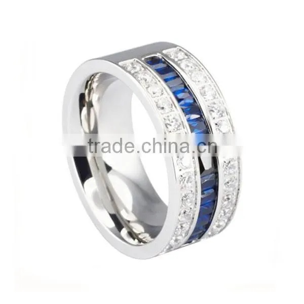 Pink zircon stone stainless steel highpolished jewelry diamond wedding rings pair wedding ring 2014 wedding ring (LR9372)