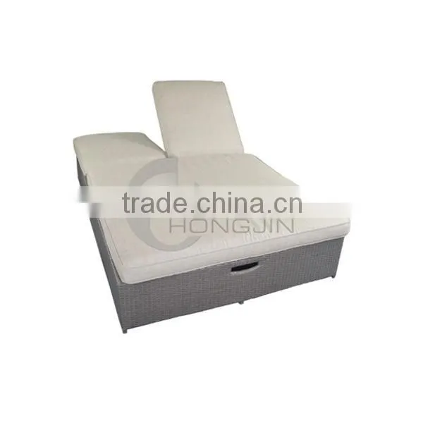Double Seat Outdoor Rattan Sun Lounge/ Rattan Chaise Lounge