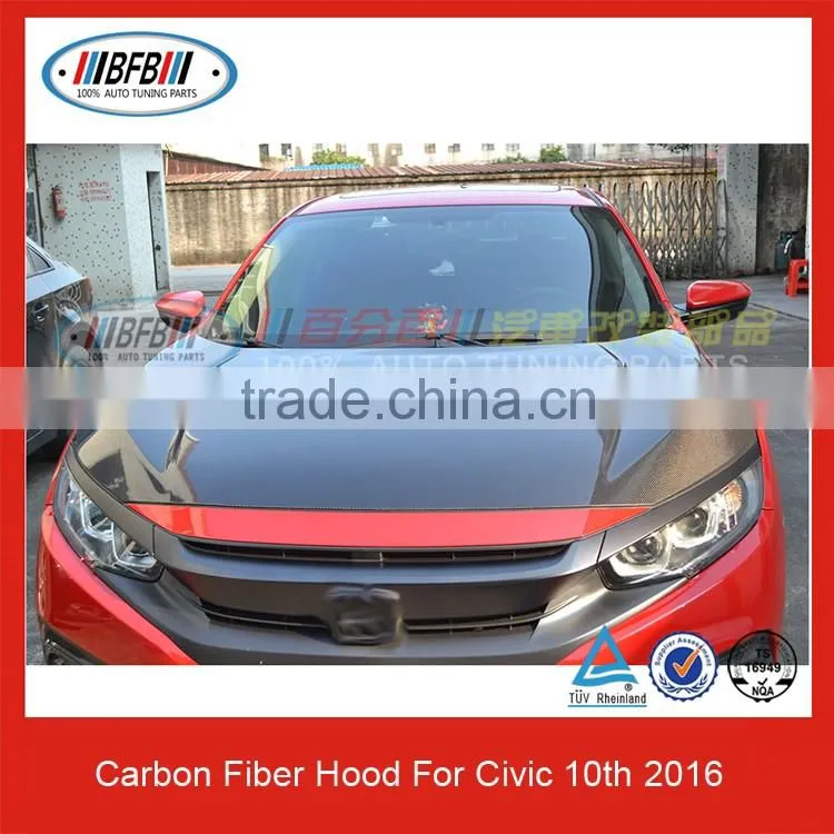 CARBON FIBER HOODS FOR CIVIC 10TH 2016 ENGINE HOOD COVER