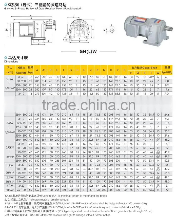Induction AC Gear Motor with Gear Reducer